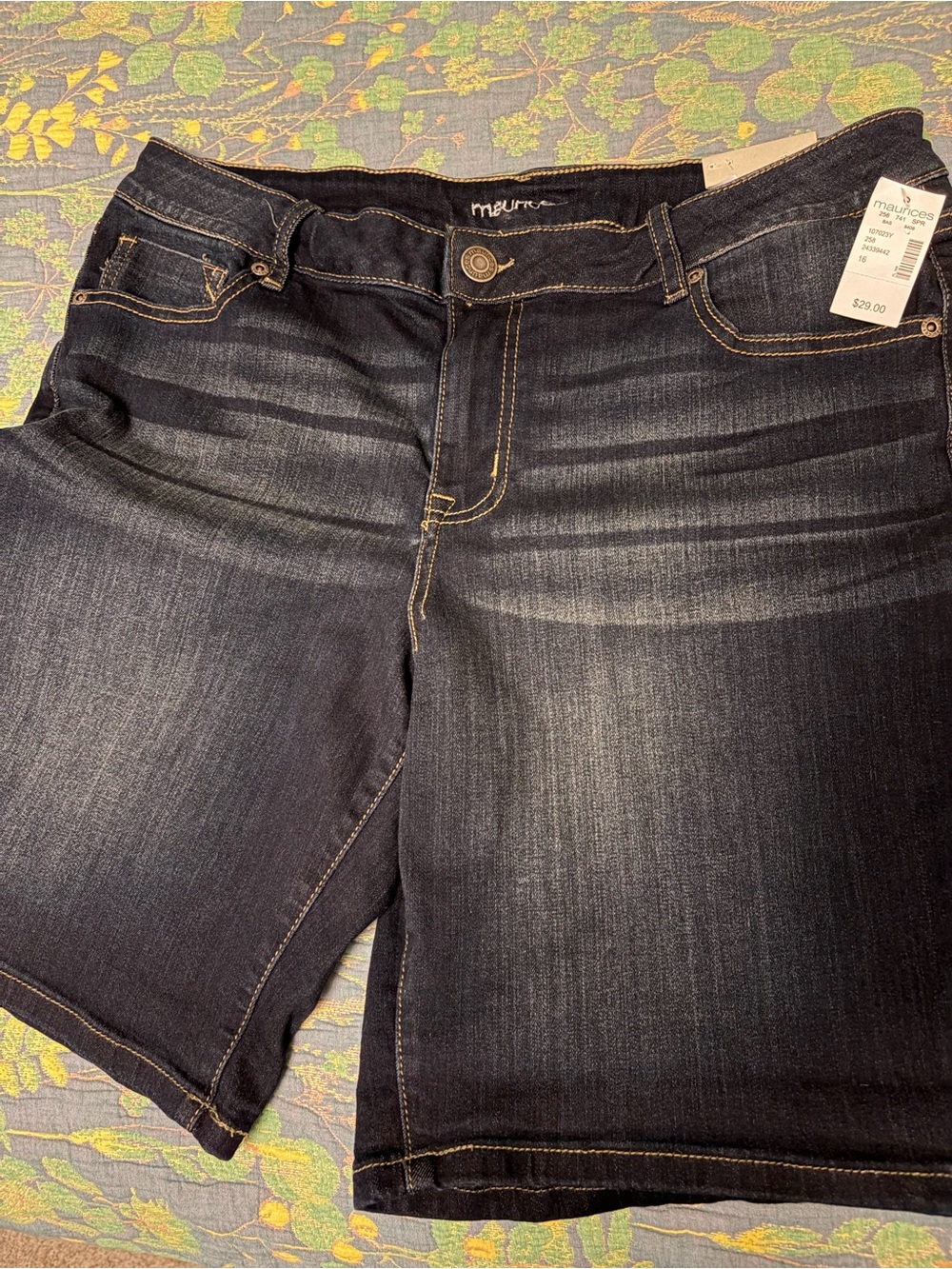 Maurices Dark Blue Denim Shorts with Contrast Stitching